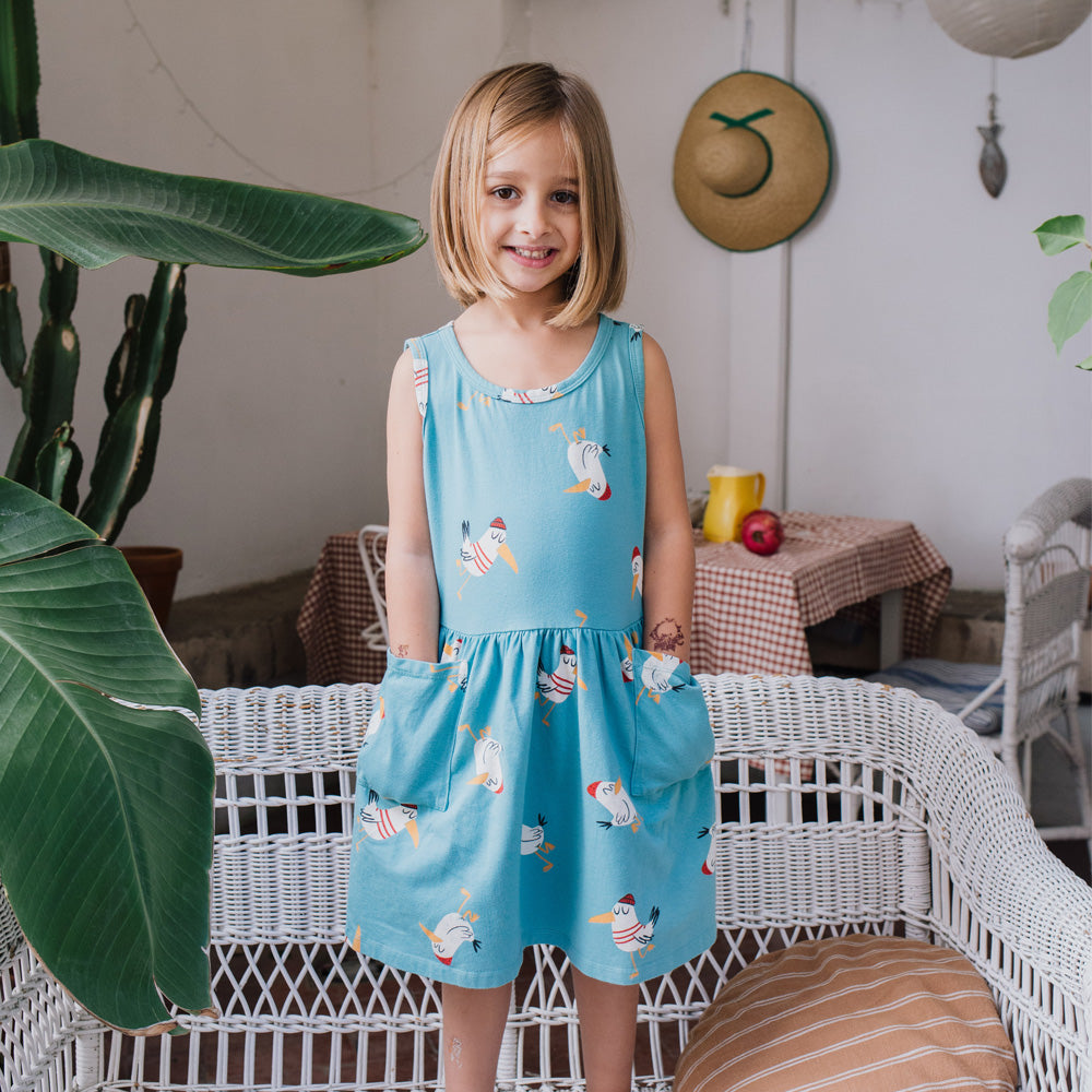 Lötiekids Kleid Seagulls Pocket Dress Pacific