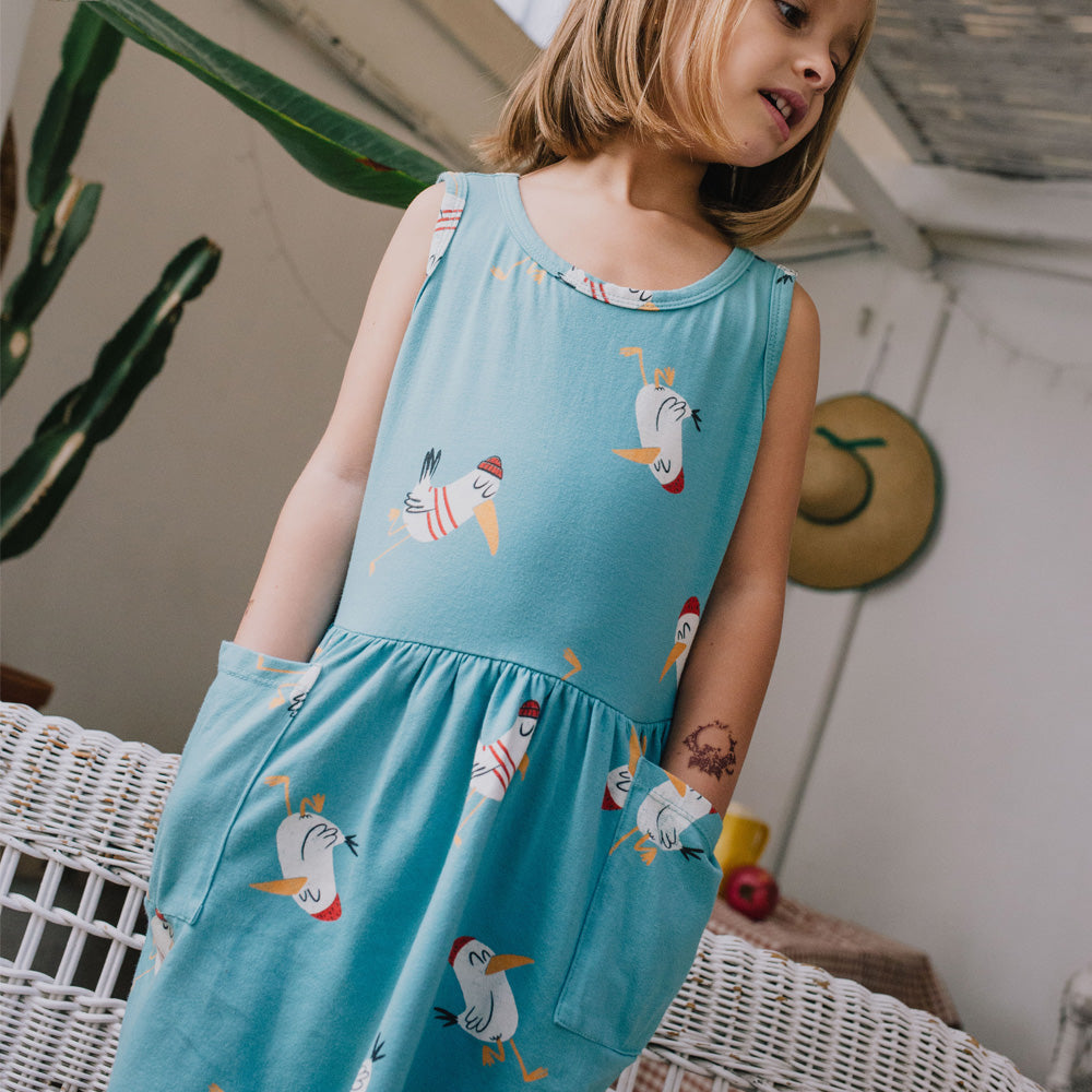 Lötiekids Kleid Seagulls Pocket Dress Pacific