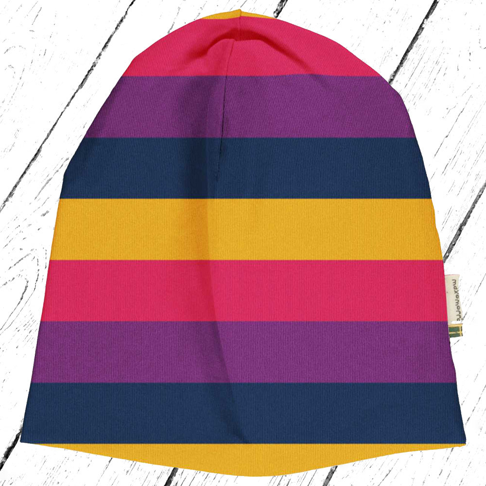 Maxomorra Mütze Hat Sweat STRIPES PURPLE