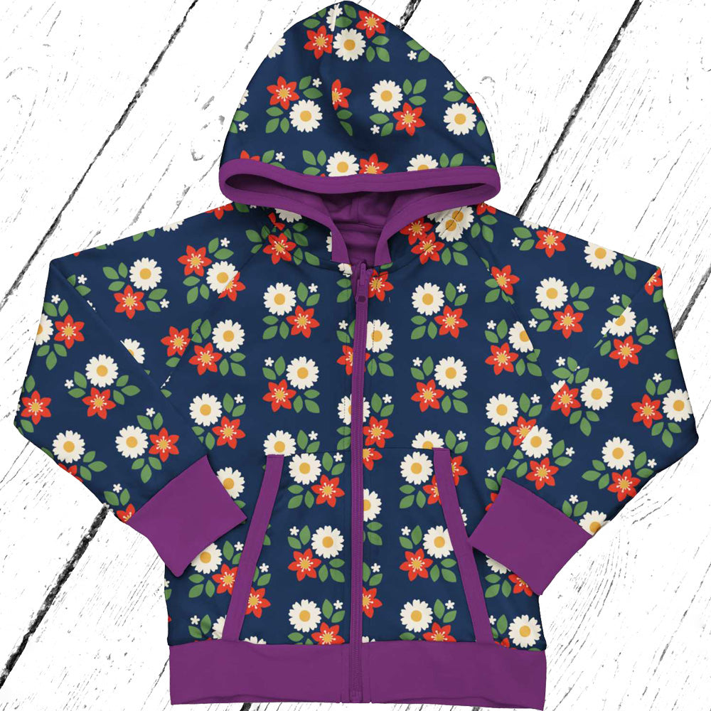 Maxomorra Jacke Cardigan Hood Reversible FLOWERS
