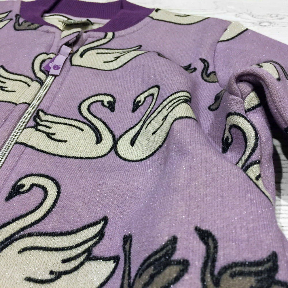Smafolk Sweatshirt Jacke with Zipper and Swans Glitzer