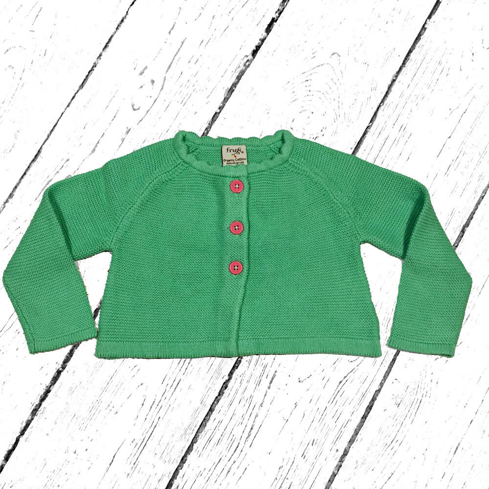 Frugi Carrie Knitted Cardigan Soft Green