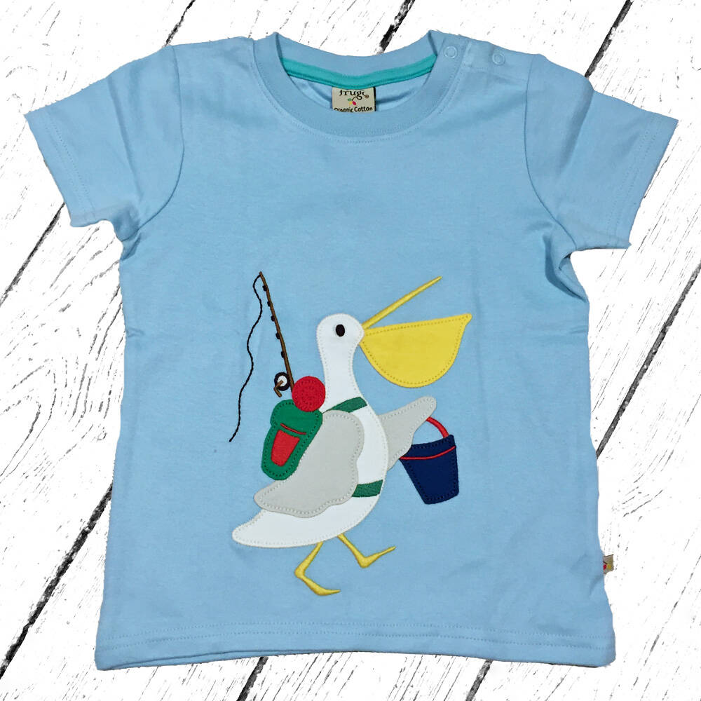 Frugi T-Shirt Little Creature Applique Top Pelican
