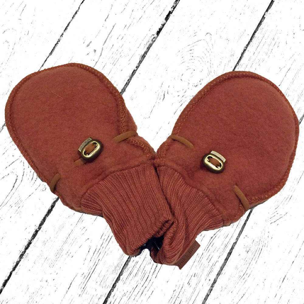 Mikk-Line Handschuhe Merino Wool Mittens Leather Brown
