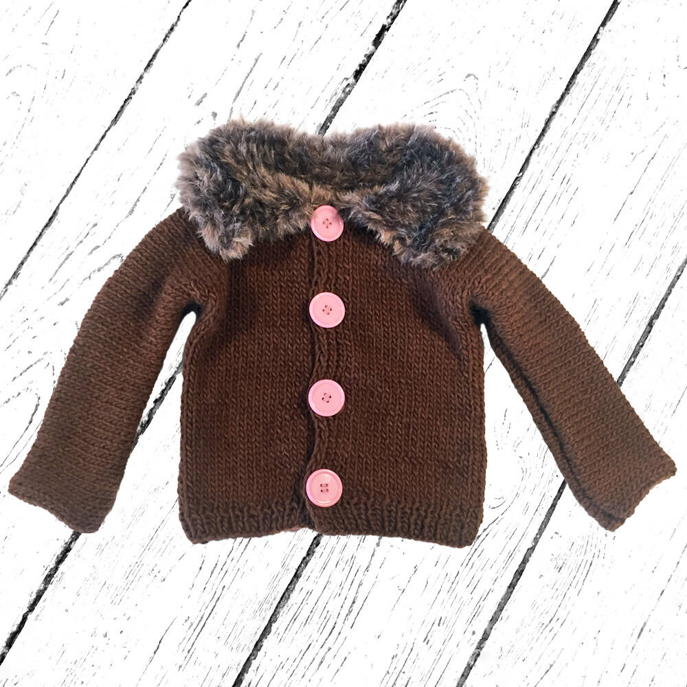 Mia Mohnstreusel Alpaka Strickjacke mit Flauschkragen