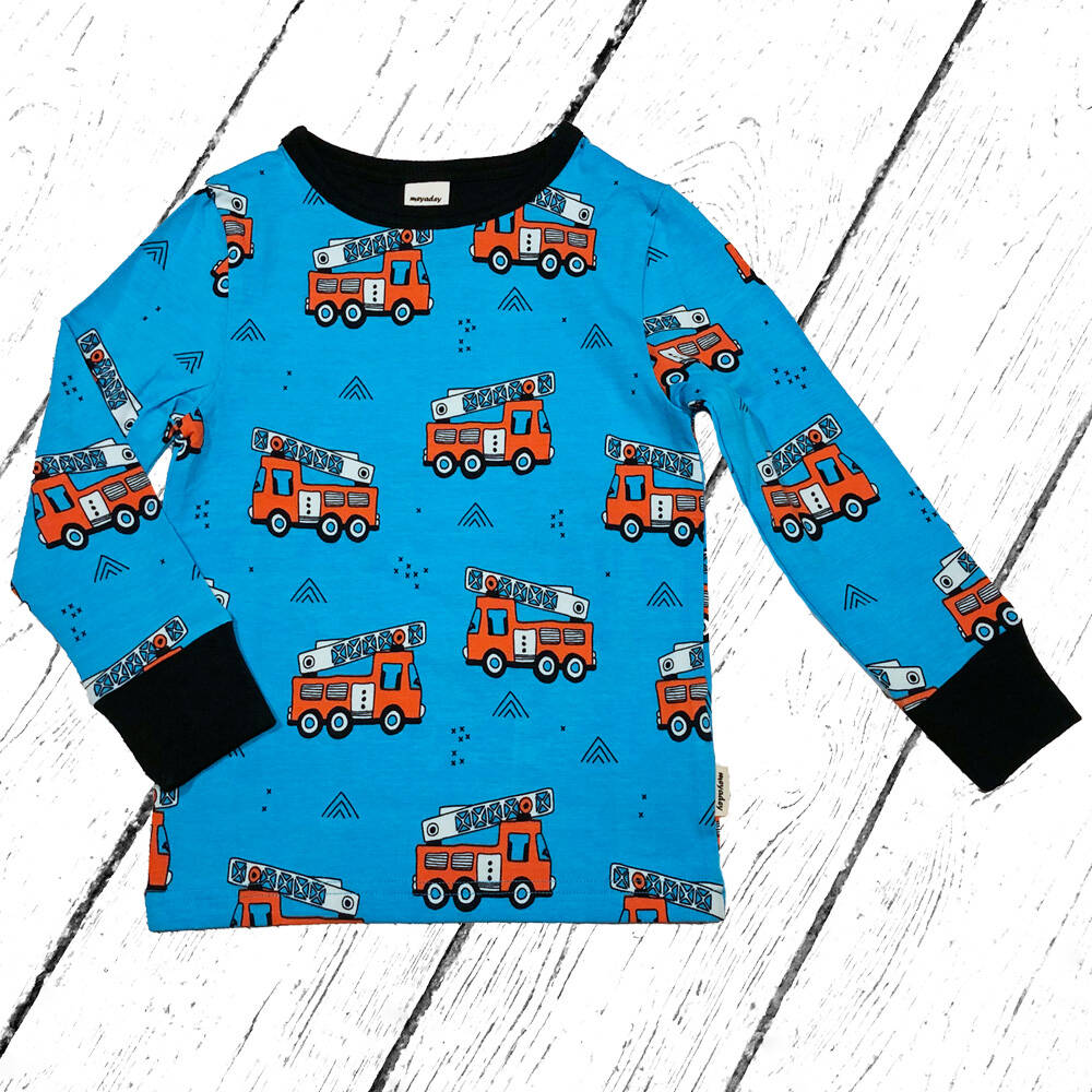 Meyadey by Maxomorra Shirt Top LS FIRE TRUCKS