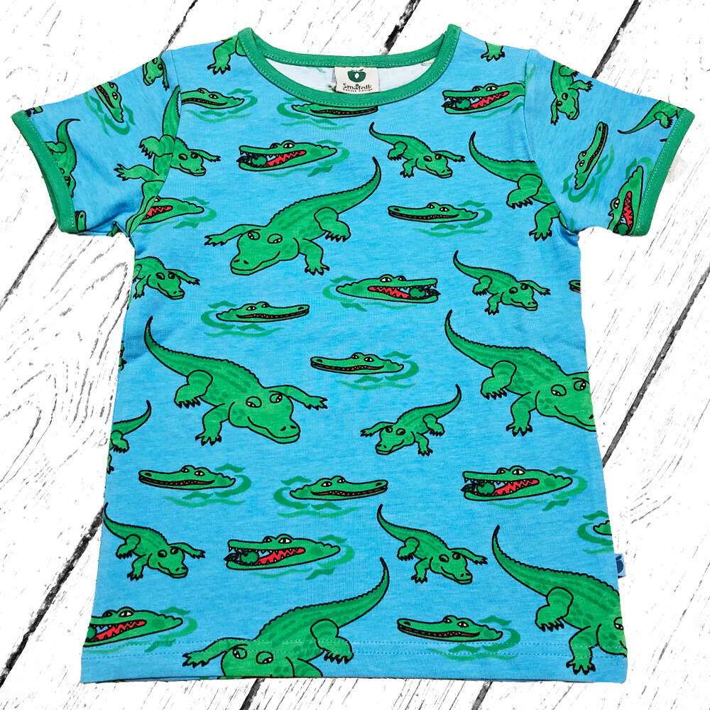 Smafolk T-Shirt with Crocodile Blue Grotto