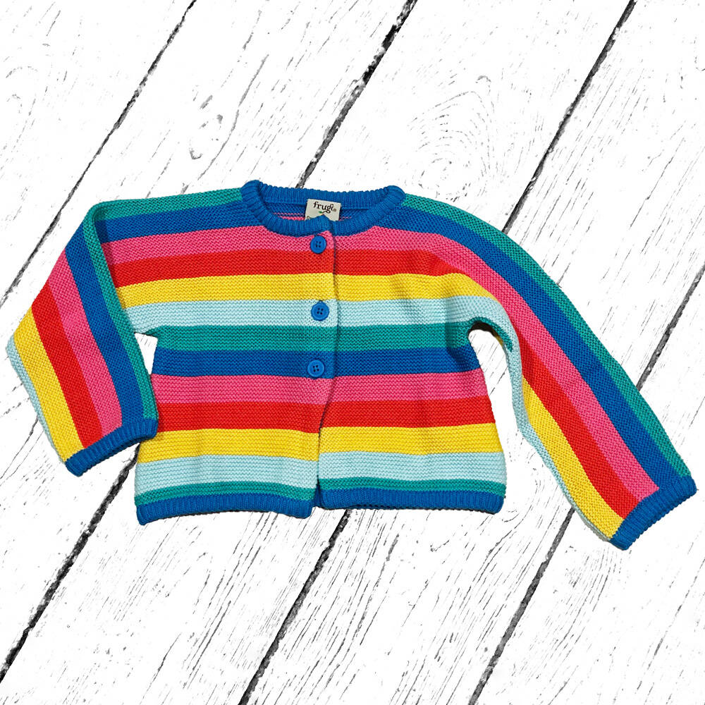 Frugi Strickjacke Nyla Cardigan Rainbow Stripe