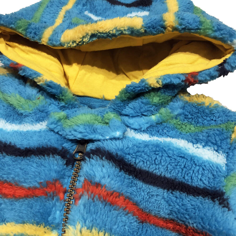 Frugi Overall Ted Fleece Snuggle Suit Tobermory Rainbow Stripe