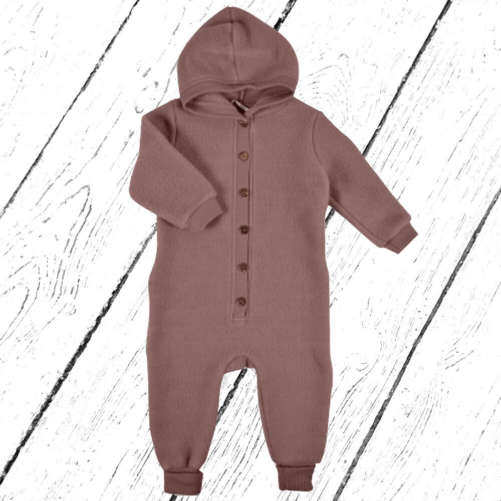 Mikk-Line Overall Merino Wool Baby Suit with Hood Marron