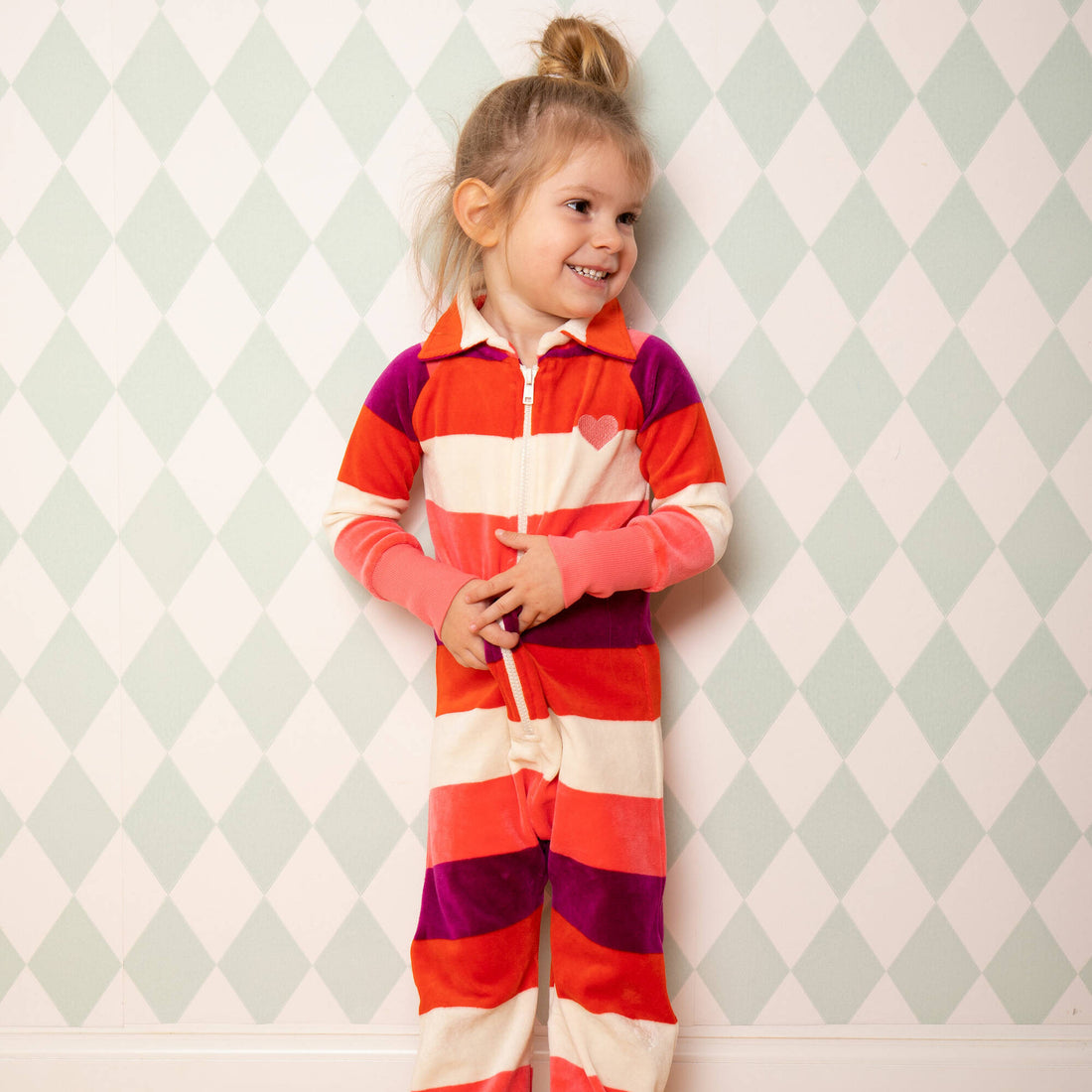 Albababy Nicki Overall Cosy Jumpsuit Wild Aster Love Stripe