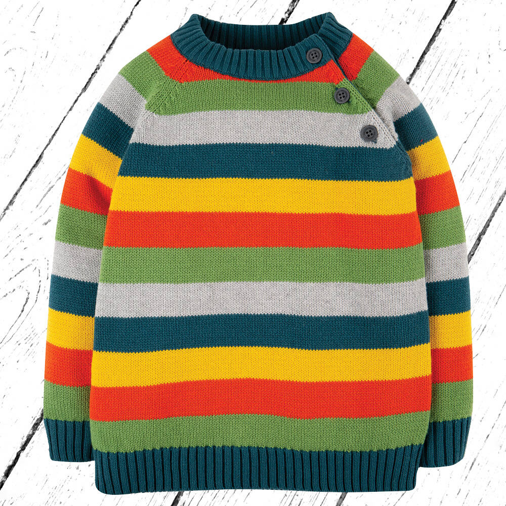 Frugi Strick Pulli Storm Stripy Jumper Ginger Rainbow Stripe