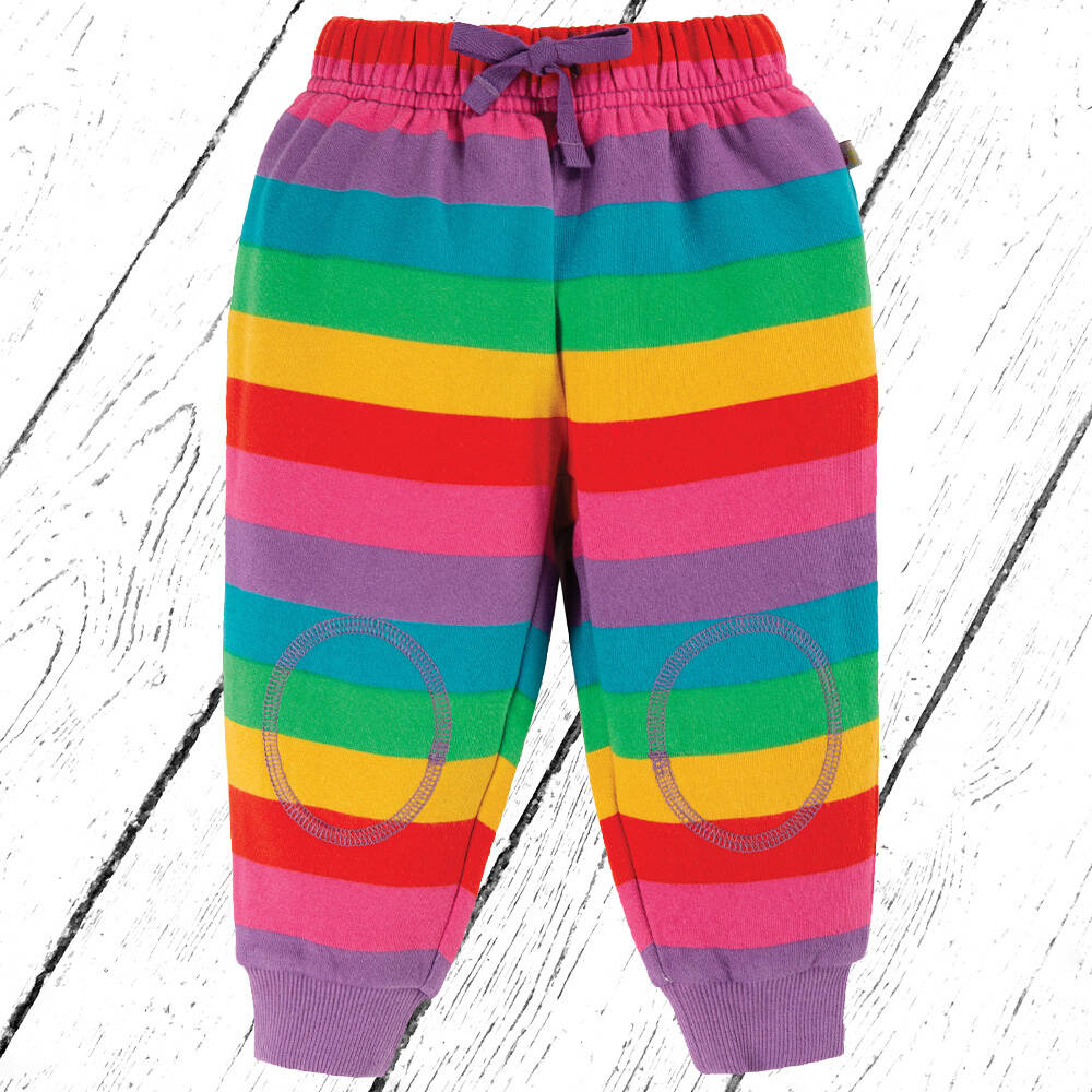 Frugi Hose Snuggle Crawlers Foxglove Rainbow Stripe