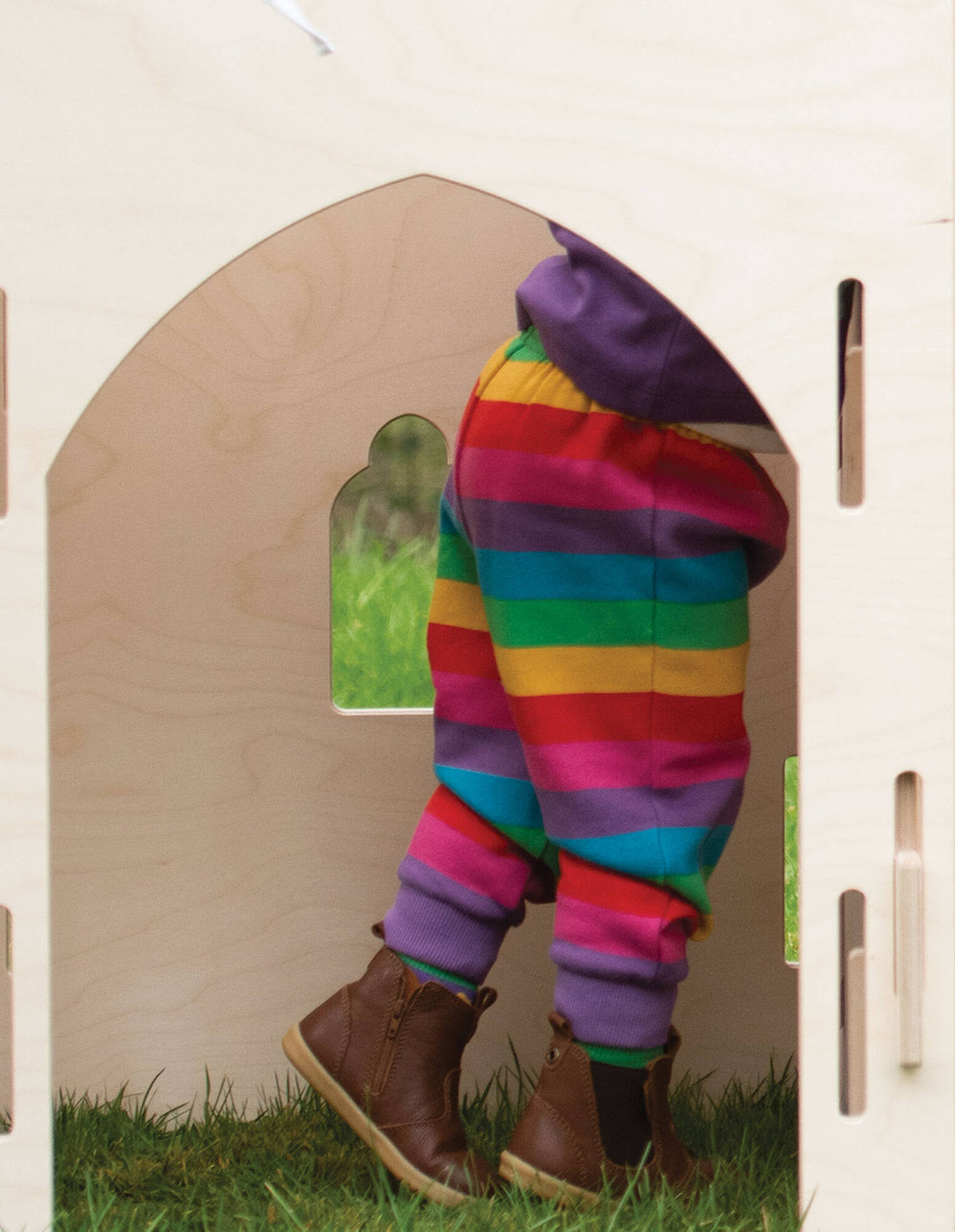 Frugi Hose Snuggle Crawlers Foxglove Rainbow Stripe