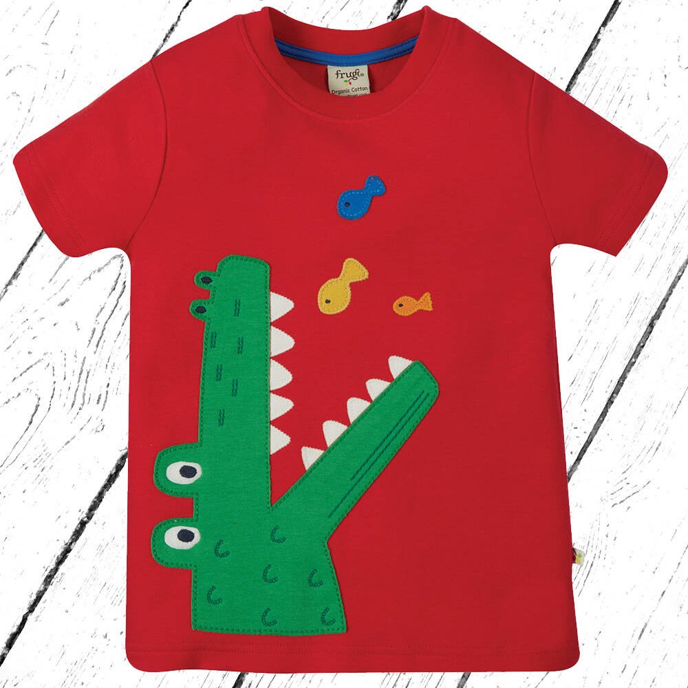 Frugi Carsen Applique T-Shirt True Red Croc