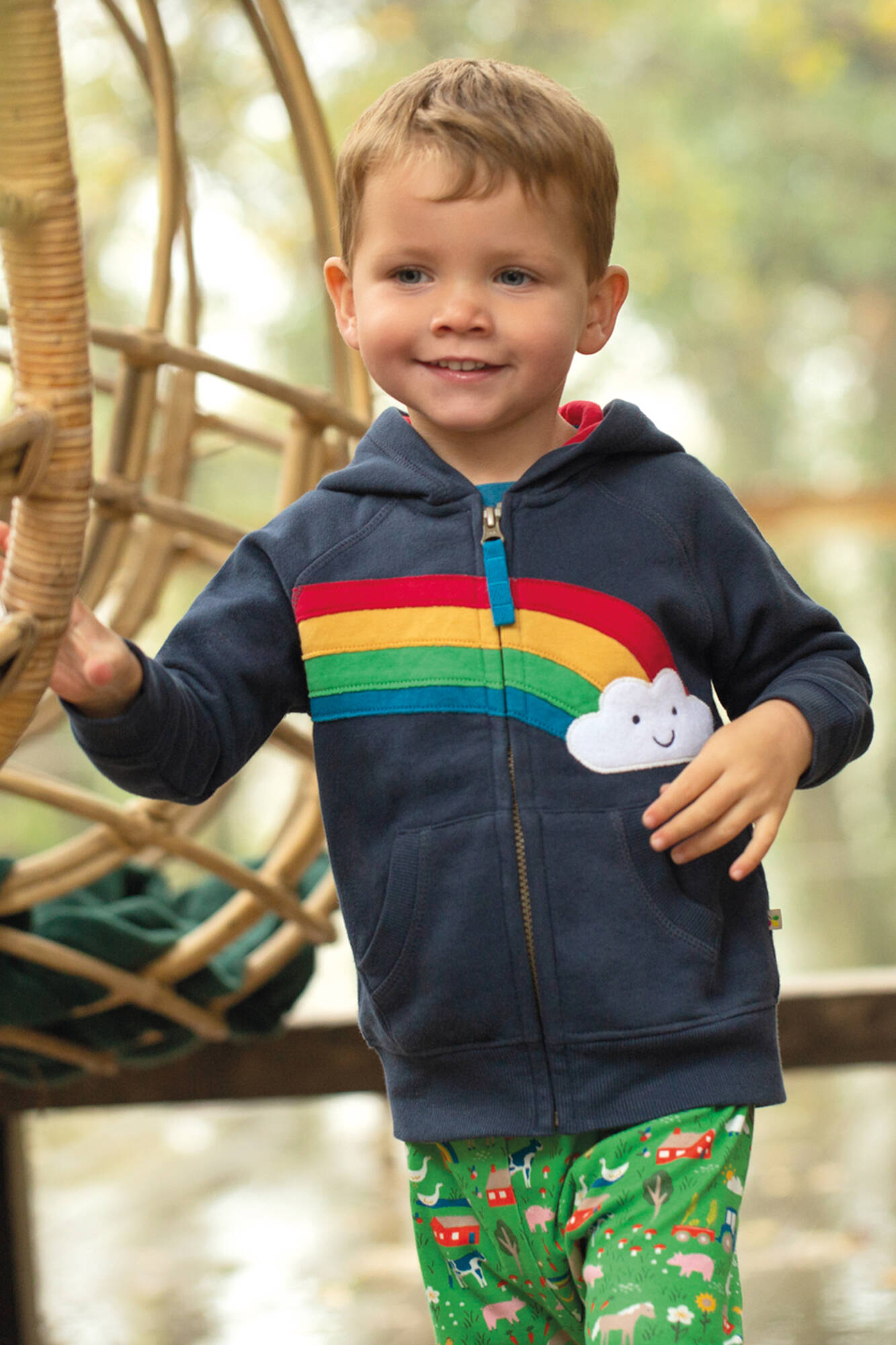 Frugi Sweatshirtjacke Hayle Hoody Indigo Rainbow