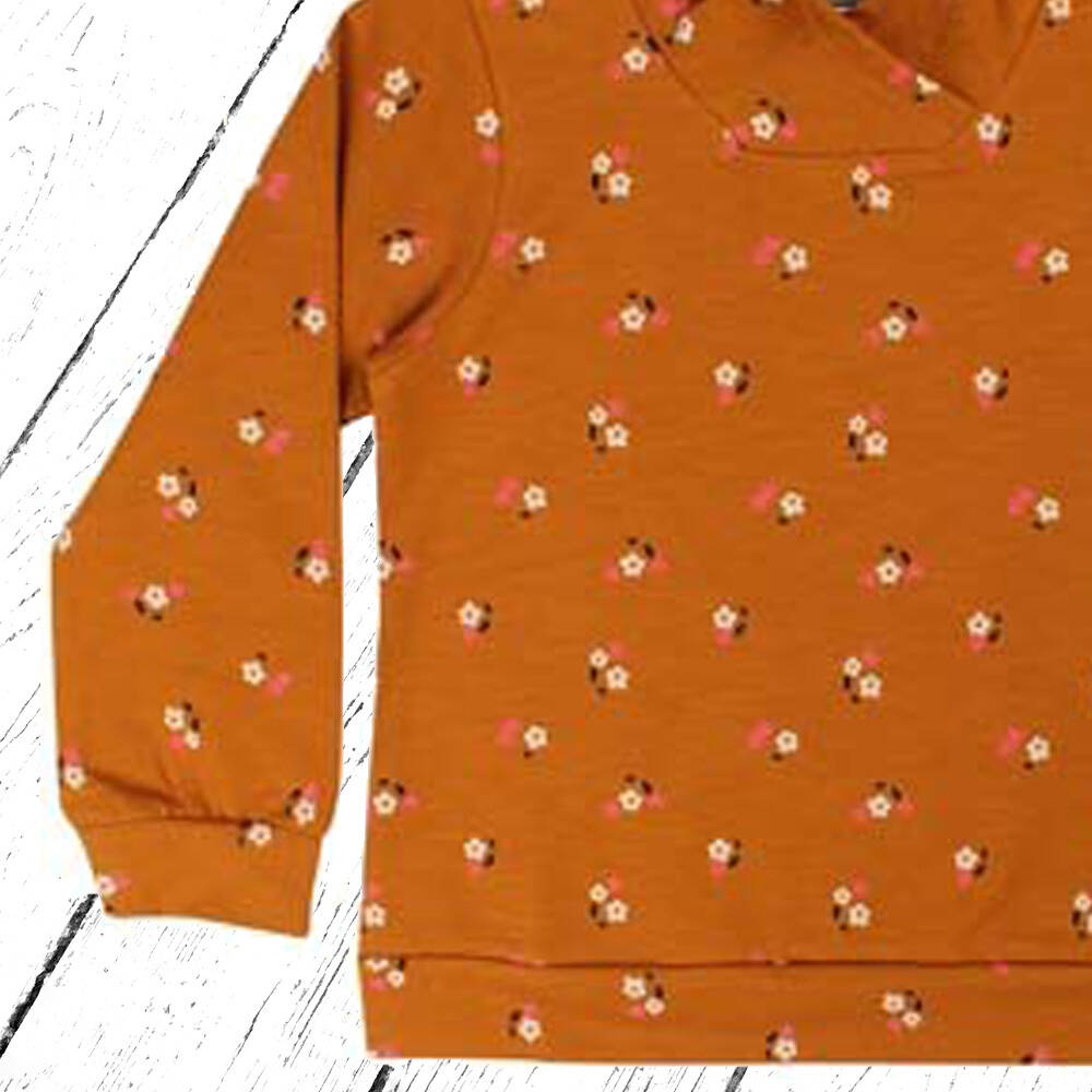 Danefae Sweatshirt ORGANIC Birch Hoodie Mustard MINIFLOWERS