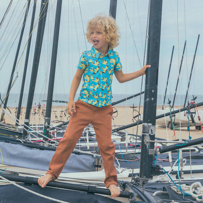 Baba Kidswear Hose Pant Jacquard Playful Lines Brown