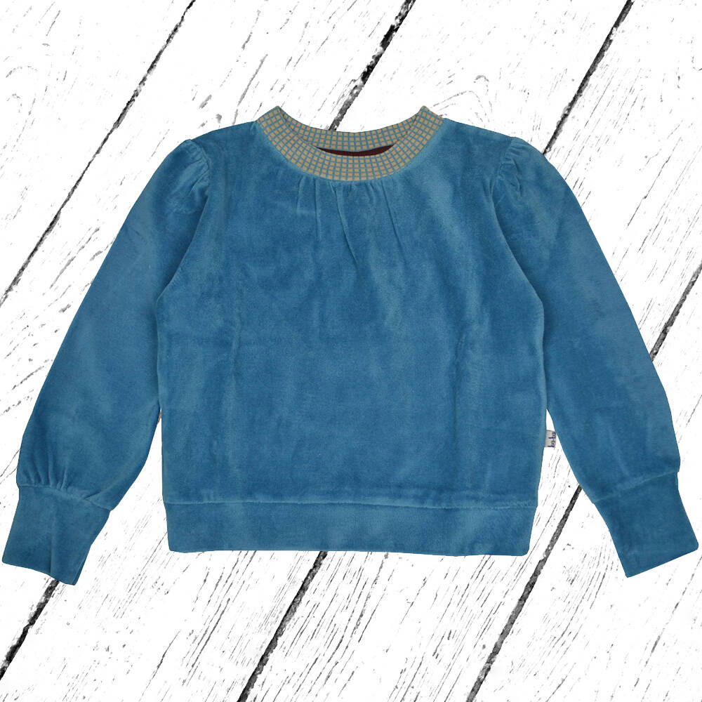 Baba Kidswear Pulli Beatrice Sweater Velvet Velour Niagara Blue