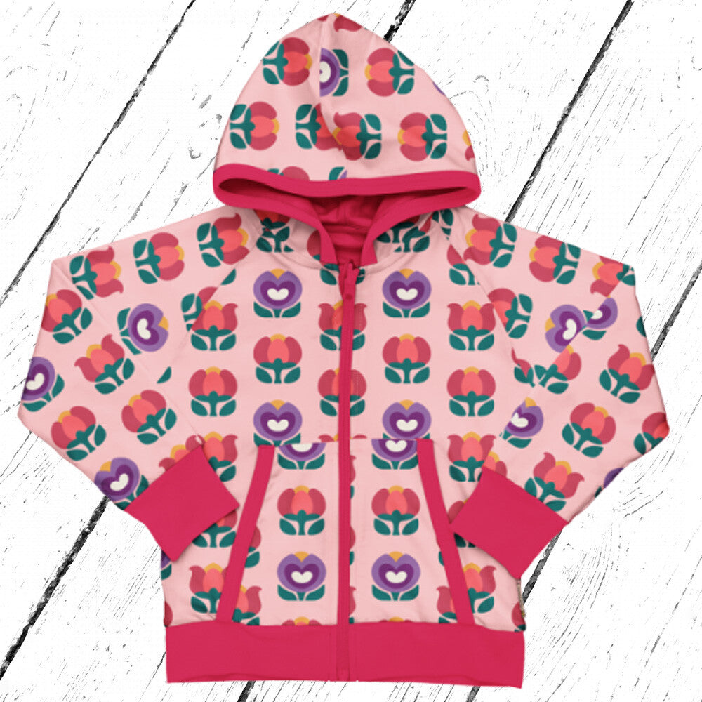 Maxomorra Jacke Cardigan Hood Reversible PICNIC TULIP