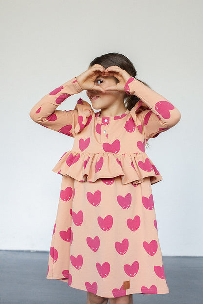 Zezuzulla Kleid Mimi Dress Hearts on Orange