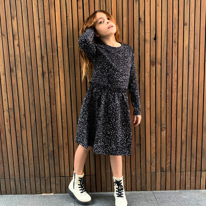 MOI KIDZ Kleid Sweater Dress Black Dots