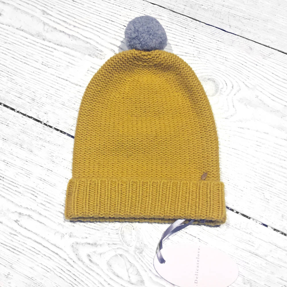 Delicatelove Kaschmir Pom Beanie yellow silver