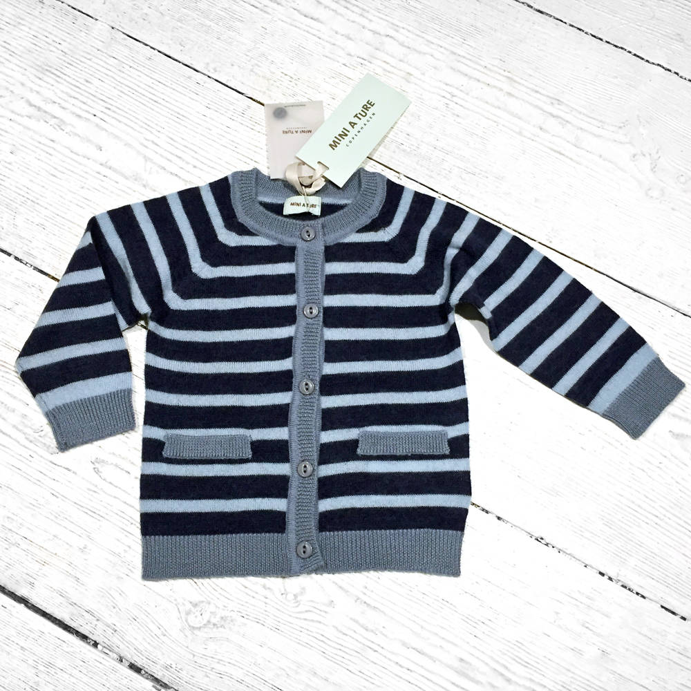 Mini A ture Merino Ursul Cardigan Mood Indigo