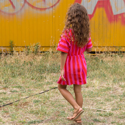 Baba Kidswear Kleid Harper Dress Terry Pink Stripes