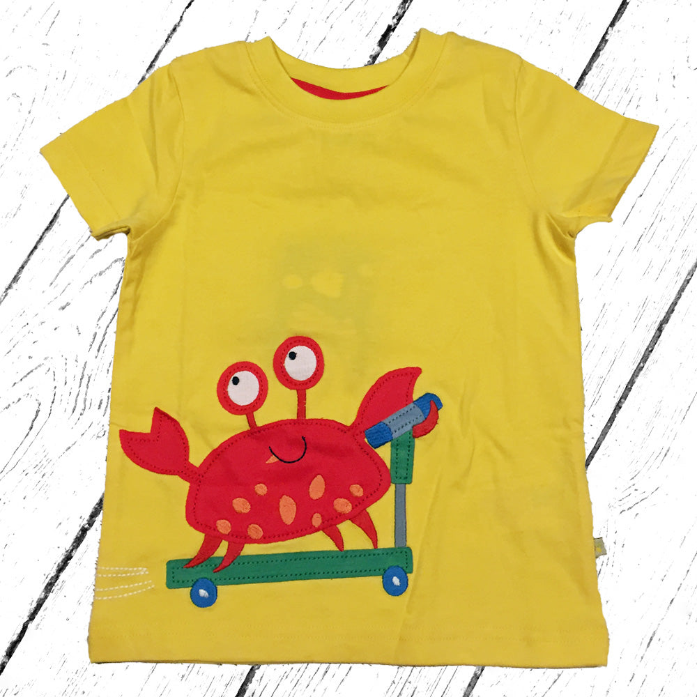Frugi T-Shirt James Applique Sun Yellow Crab