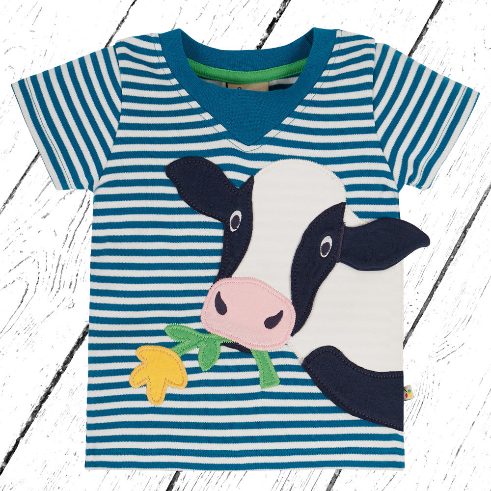 Frugi T-Shirt Easy On Tee Loch Blue Striped Cow
