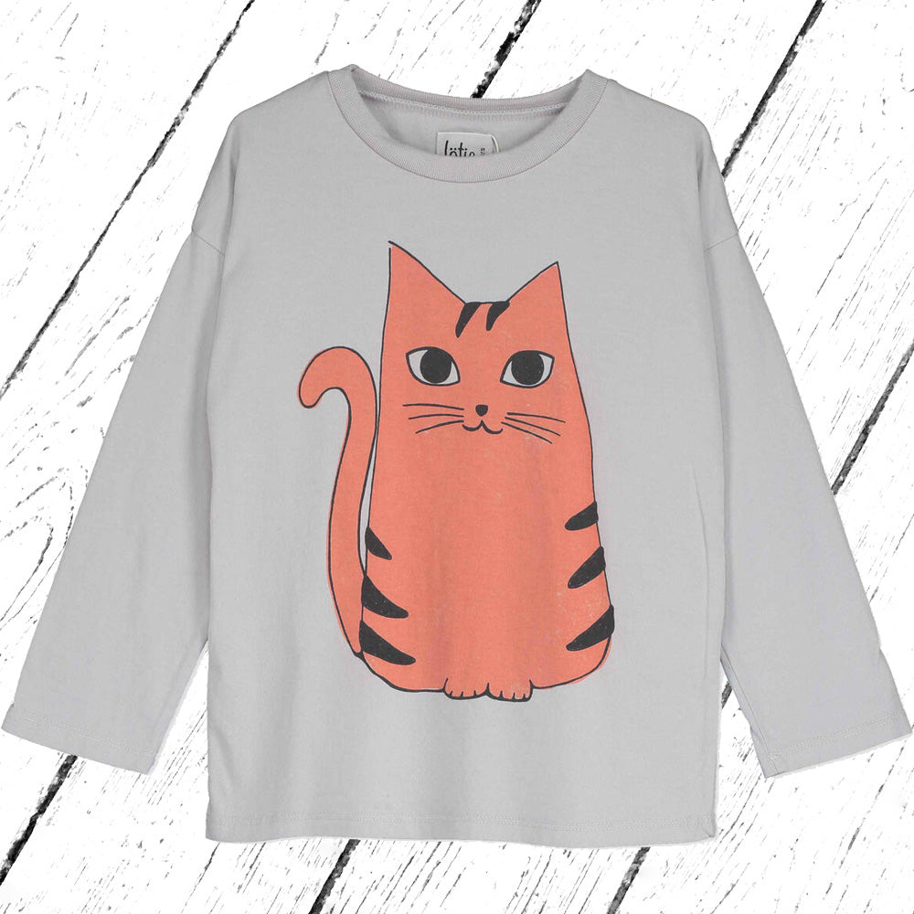 Lötiekids Shirt Red Cat Longsleeve Grey