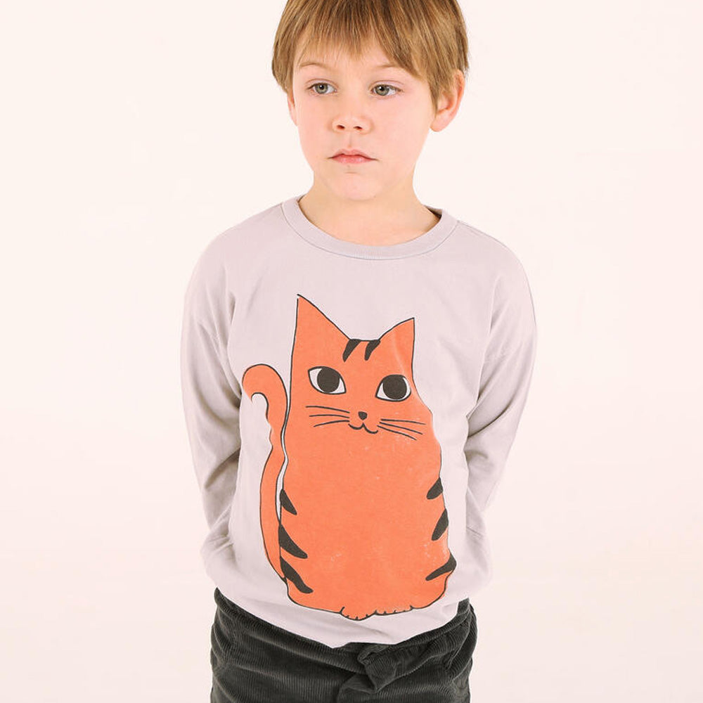 Lötiekids Shirt Red Cat Longsleeve Grey