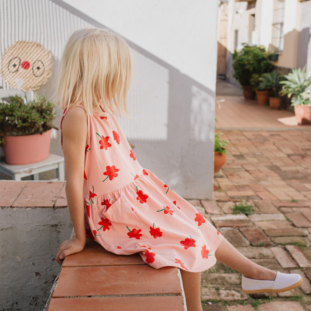 Lötiekids Kleid Poppies Pocket Dress Pale Pink