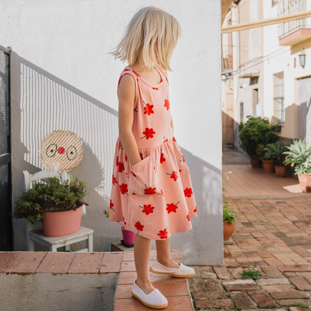 Lötiekids Kleid Poppies Pocket Dress Pale Pink